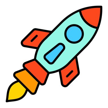 Roket vektör simgesi. Yazdırma, mobil ve web uygulamaları için kullanılabilir.