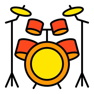 Drum Kit vektör simgesi. Yazdırma, mobil ve web uygulamaları için kullanılabilir.