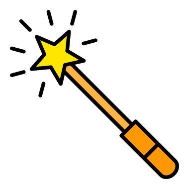 Sihirli değnek vektör simgesi. Yazdırma, mobil ve web uygulamaları için kullanılabilir.