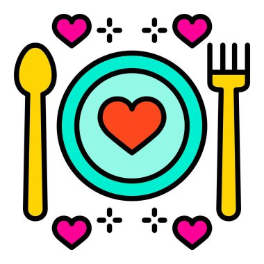 Akşam yemeği ikonu. Yazdırma, mobil ve web uygulamaları için kullanılabilir.