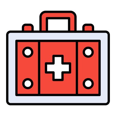 İlk Yardım Çantası vektör simgesi. Yazdırma, mobil ve web uygulamaları için kullanılabilir.