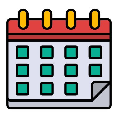 Takvim vektör simgesi. Yazdırma, mobil ve web uygulamaları için kullanılabilir.