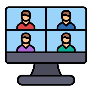 Video Konferans vektör simgesi. Yazdırma, mobil ve web uygulamaları için kullanılabilir.