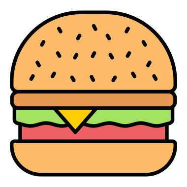 Burger vektör ikonu. Yazdırma, mobil ve web uygulamaları için kullanılabilir.