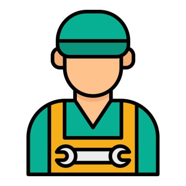 Teknisyen vektör simgesi. Yazdırma, mobil ve web uygulamaları için kullanılabilir.