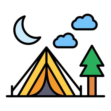 Kamp vektör simgesi. Yazdırma, mobil ve web uygulamaları için kullanılabilir.