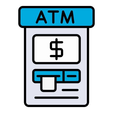 ATM vektör simgesi. Yazdırma, mobil ve web uygulamaları için kullanılabilir.