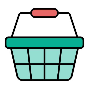 Alışveriş Kovası vektör simgesi. Yazdırma, mobil ve web uygulamaları için kullanılabilir.
