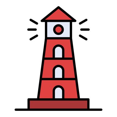 Deniz feneri vektör simgesi. Yazdırma, mobil ve web uygulamaları için kullanılabilir.