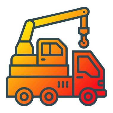 Crane Truck vektör simgesi. Yazdırma, mobil ve web uygulamaları için kullanılabilir.