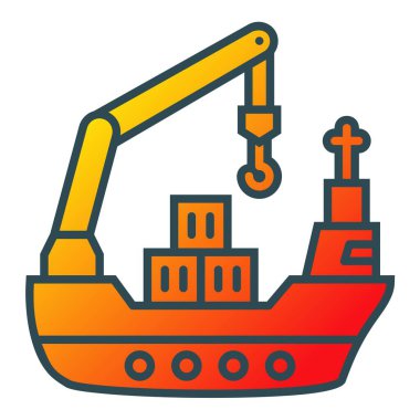 Kargo Gemisi vektör simgesi. Yazdırma, mobil ve web uygulamaları için kullanılabilir.