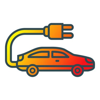 Elektrikli araba vektör simgesi. Yazdırma, mobil ve web uygulamaları için kullanılabilir.