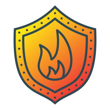 Kalkan vektör simgesini ateşle. Yazdırma, mobil ve web uygulamaları için kullanılabilir.