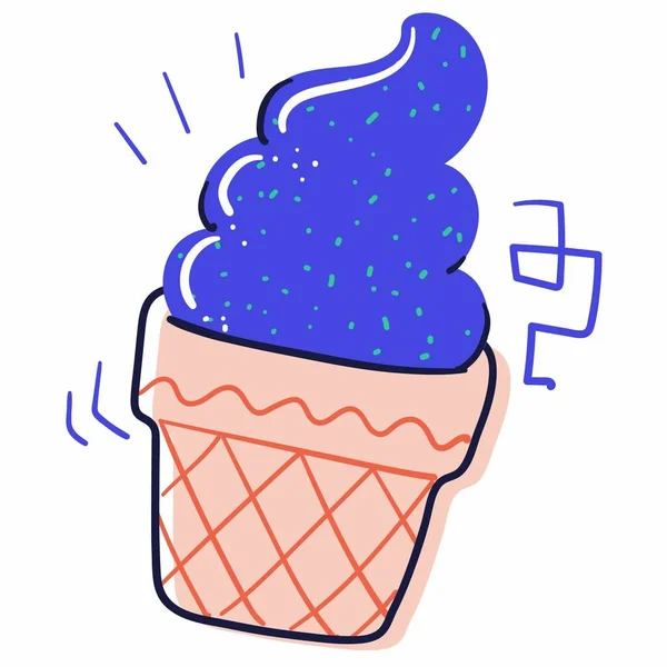 Dondurmanın Karalama Tarzında Çizilmiş Vektör Çizimi Tatlı Yemek Beyaz Arka — Stok fotoğraf
