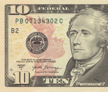 10 dolarlık banknota 10 dolarlık banknot. 199 dolarlık bir banknot.