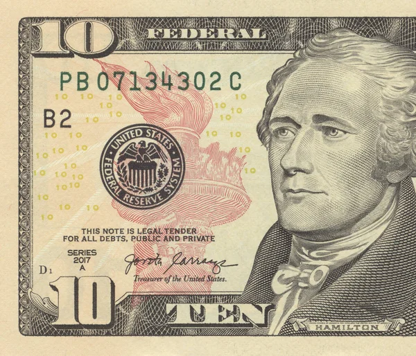 Tio Dollar Sedel För Tio Dollar Dollarsedel Dollar — Stockfoto