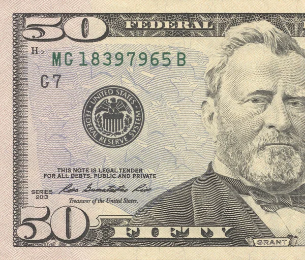Close Van Vijftig Dollar Bill — Stockfoto
