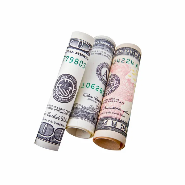 Pila Diferentes Dólares Aislados Sobre Fondo Blanco —  Fotos de Stock