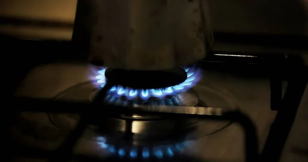 gas stove with flame and gas