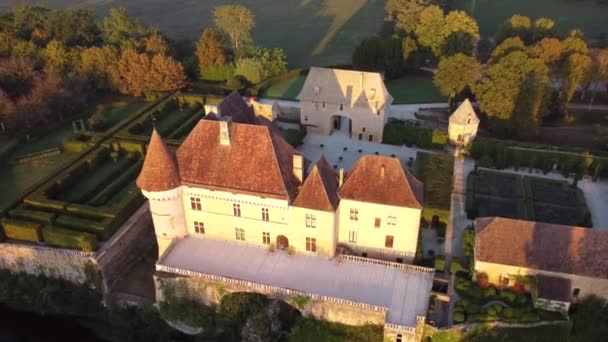 Drones Video Chateau Losse Vezere Vallei Dordogne Perigord Frankrijk Bird — Stockvideo