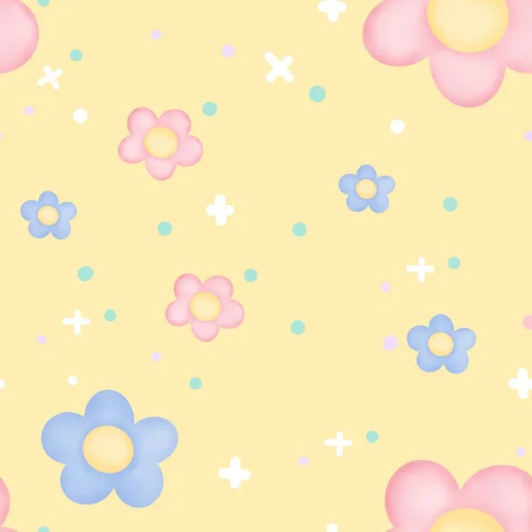 Nahtloses Muster Mit Niedlichen Blumen Illustration — Stockfoto