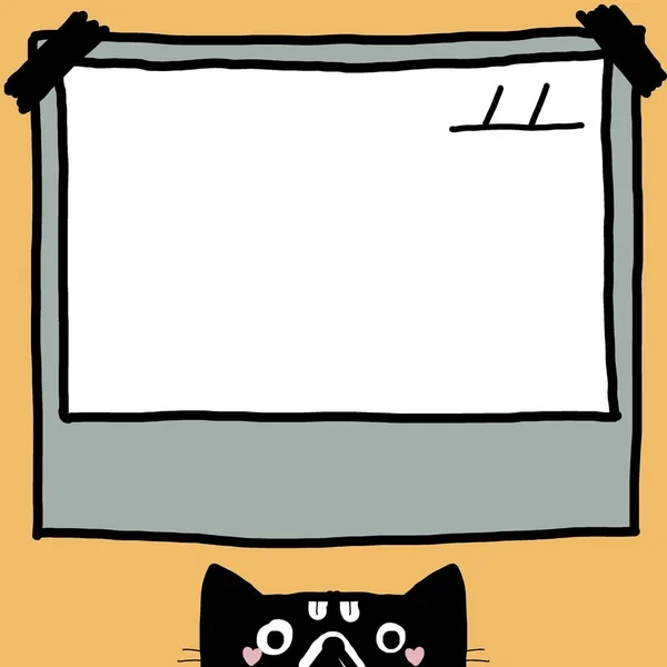 Kot Kreskówki Pustym Transparentem — Zdjęcie stockowe