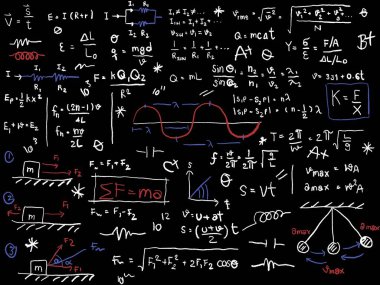 Arkaplan için el çizimi bilim formülleri.
