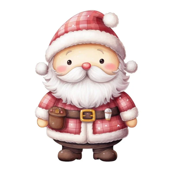 クリスマスカード 赤い髭を生やした可愛い雪だるまサンタ クラスと赤いスカーフクリスマスの帽子とスカーフ 白で隔離されてる ベクトル漫画のイラスト — ストック写真