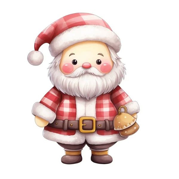 Navidad Santa Claus Con Una Bolsa Roja Campana Dorada — Foto de Stock