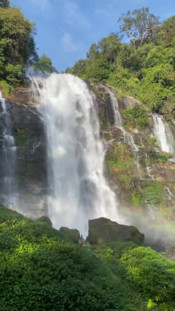 Wachirathan Waterfall Area Chom Thong District Chiang Mai Thailand — Stock Video