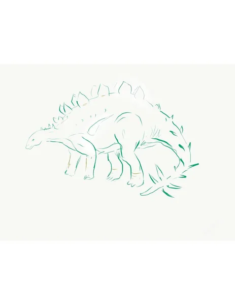Dinosaurio Stegosaurus Arte Simple —  Fotos de Stock