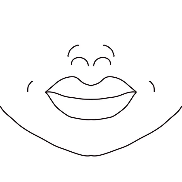 Иллюстрация Простая Черная Белом Лицо Большие Губы — стоковое фото