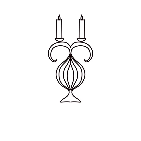 Απεικόνιση Απλό Μαύρο Λευκό Κηροπήγιο Κερί — Φωτογραφία Αρχείου