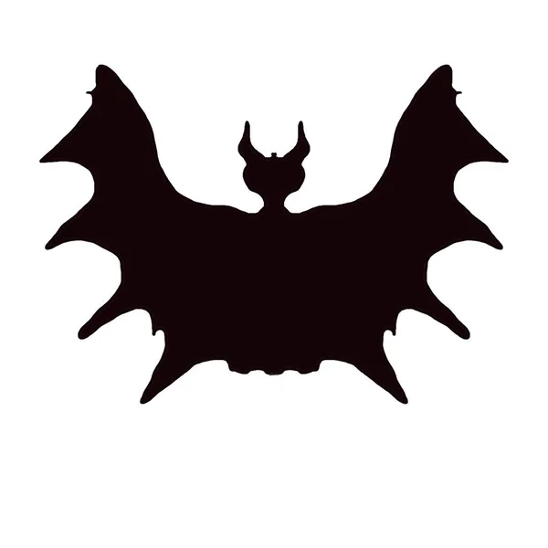 Illustration Enkel Svart Vit Bat Demon Helloween — Stockfoto