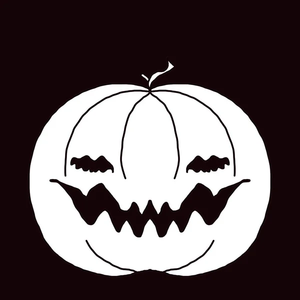 Illustration Simple Black White Pumpkin Helloween — Stock Photo, Image