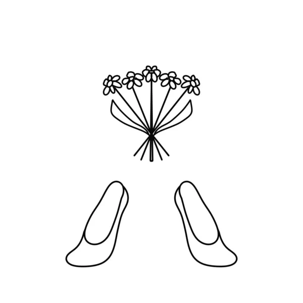Nero Bianco Forchetta Illustrazione Stagione Scarpe Primavera — Foto Stock