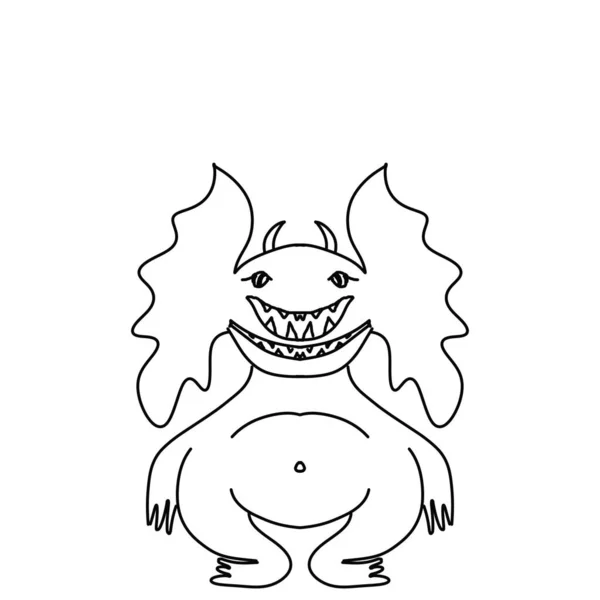 Illust Desenho Animado Monstro Preto Sobre Branco — Fotografia de Stock
