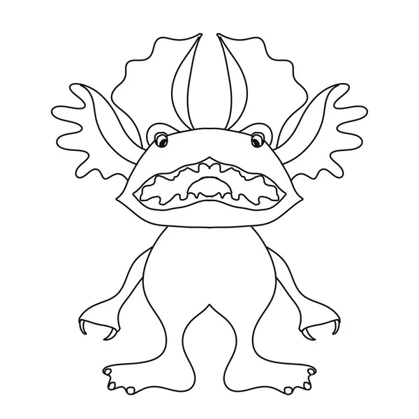 在白色背景 怪物脸 卡通画 图形符号的一部分 怪物上的插图 象形文字和轮廓风格 — 图库照片