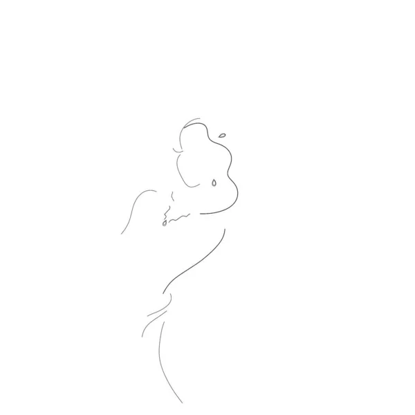 Senhora Com Jóias Ilustração Linhas Simples Desenho Preto Branco Simples — Fotografia de Stock