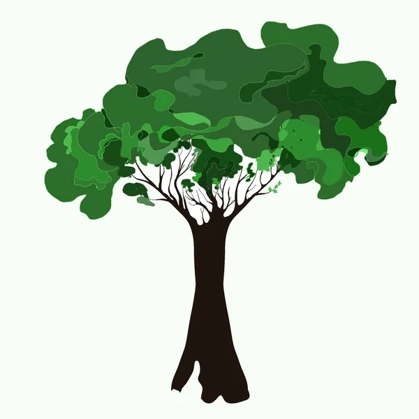 Rysunek Wektor Zielone Drzewo Białym Tle Znak Wystrój Tapeta — Zdjęcie stockowe
