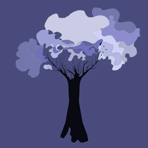 Rysunek Wektor Fioletowe Drzewo Fioletowym Tle Znak Wystrój Tapeta — Zdjęcie stockowe