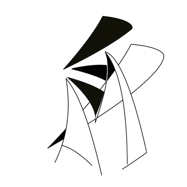 Llüstrasyon Beyaz Üzerine Siyah Basit Çizgiler Üçgenler Yelkenliler Desenler Logo — Stok fotoğraf