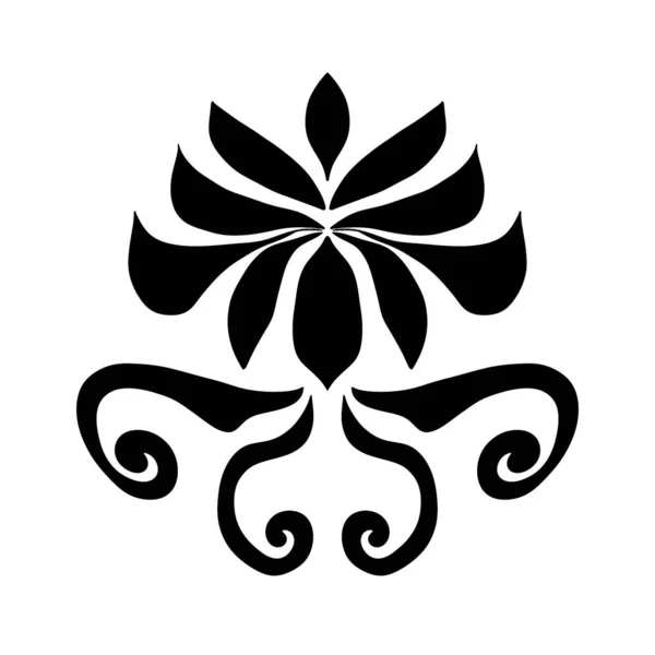 白色背景上的黑白图画 花卉标志 设计元素 — 图库照片