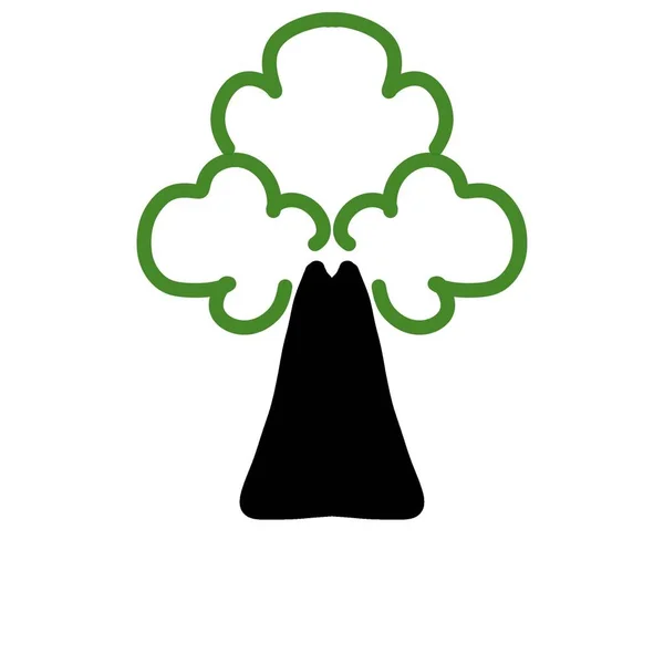 Beyaz Zemin Üzerinde Yeşil Taç Olan Basit Bir Ağaç Çizimi — Stok fotoğraf