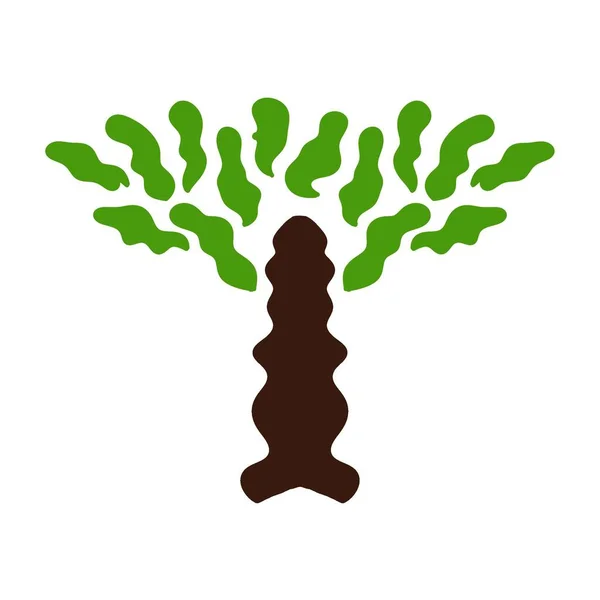Prosty Rysunek Drzewa Zieloną Koroną Białym Tle Znak Symbol Detal — Zdjęcie stockowe