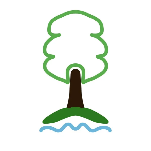 Prosty Rysunek Drzewa Białym Tle Ikona Symbol Tło Znak — Zdjęcie stockowe