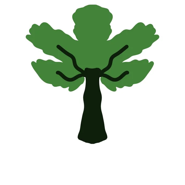 Prosty Rysunek Zielonego Drzewa Białym Tle Ikona Deco — Zdjęcie stockowe