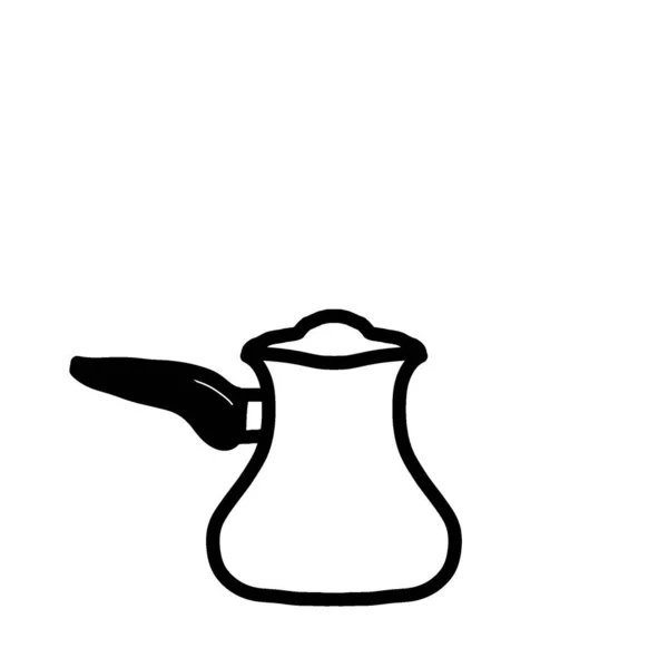 陶瓷咖啡机 Turk 一个简单的图画 一个图标 白色背景上的黑色 — 图库照片