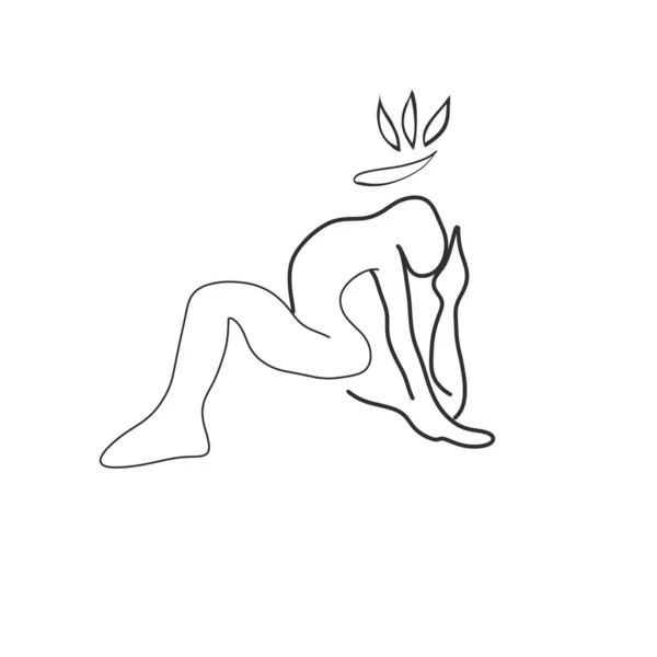 Jimnastikçi Siyah Çizgiler Beyaz Arkaplanda Siluet Soyutlama Sanat Çizim Yoga — Stok fotoğraf