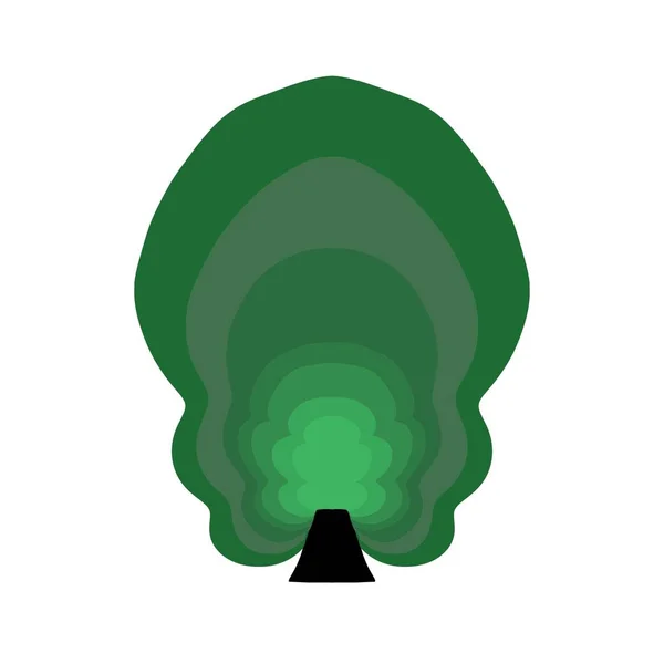 白い背景に緑の冠が付いている木の簡単な描画 サイン シンボル — ストック写真